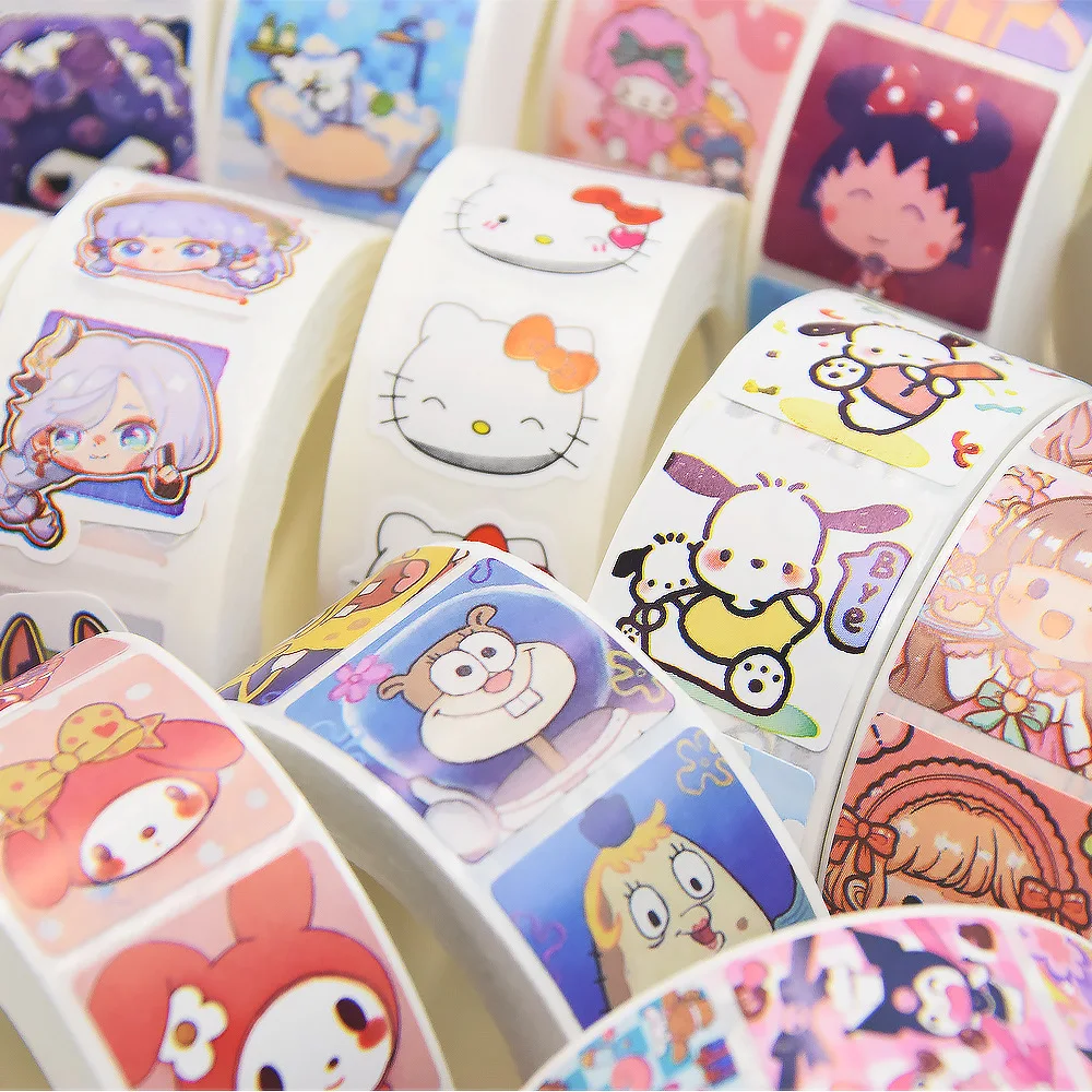 20mm Cartoon Animal Sanrio Roll Stickers 500pcs Anime Cute Kuromi Kitty ...