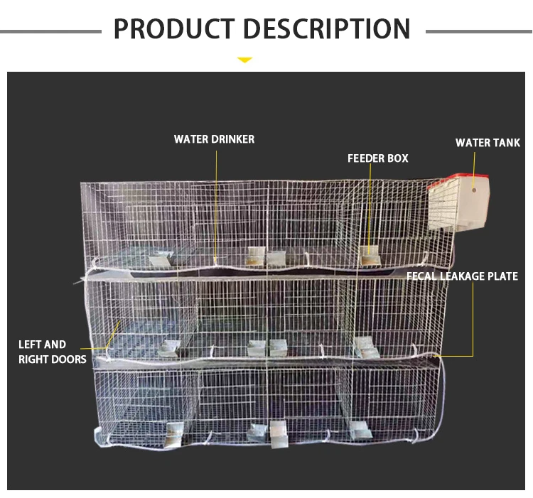 Indoor Metal Broiler Rabbit And Cages Rabbit Rate With Tray Mat Drinker