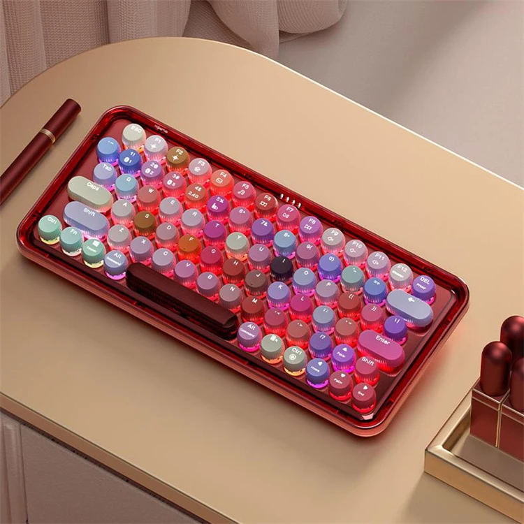 Rapoo Ralemo Pre5 Colorful Wired 79Keys Retro Women Girl Cute Mini Gaming Led Mechanical Keyboard Wireless