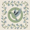 Cojín verde pájaro