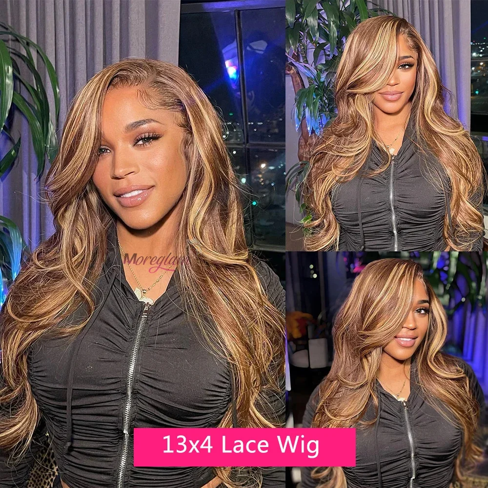 Blonde Highlight Lace Frontal Wigs for Black Women 180% Density Body Wave Malaysian Remy Human Hair_voghion.com