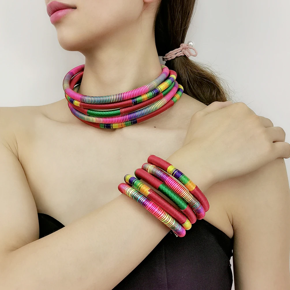 Multicolor Statement Gold Jewelry Sets 