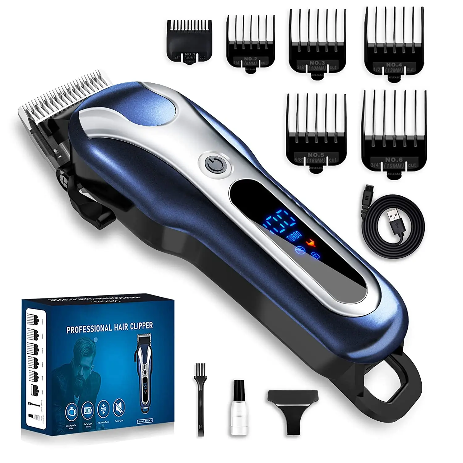 Maxshop Professional Hair Clippers for Men and Babies Quiet Clippers Cordless Haircut kit with Charging Dock, Comb Guides, Scissors,1 Hair並行輸入