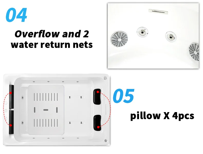 Touch Screen Circulatory Massage Hot Tub Whirlpool Waterfall Bathtub