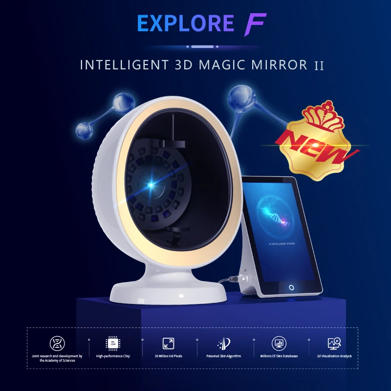 New Design AI Smart 3D Skin Detector 8 Spectrum Digital Deep Facial Skin Problems Diagnosis Analyzer