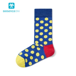Bioserica Era Hot sell Anti bacterial custom logo colourful women cotton fashion cute dotted crew socks