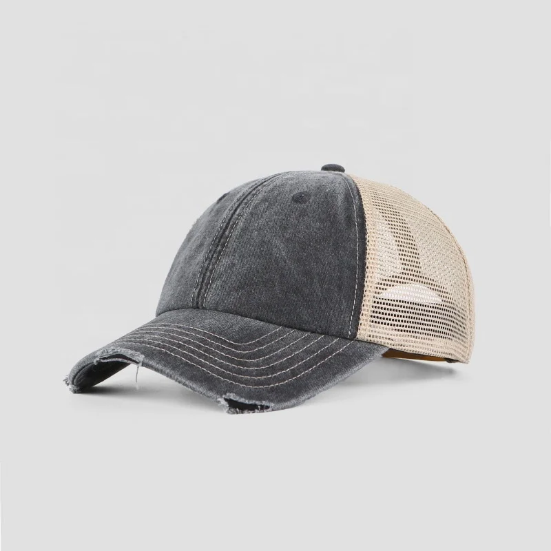 2024 Washable 6-Piece Mesh Baseball Cap - Torn Vintage Style