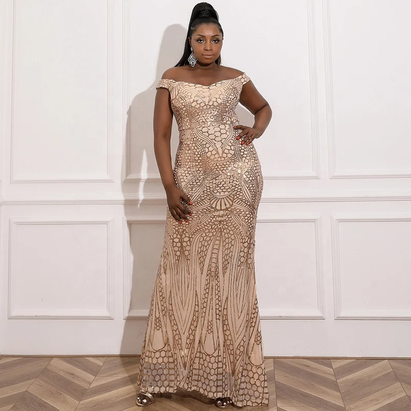 Wholesale Maxi Sequin Mermaid Evening Dresses Modest Elegant Dinner Gowns  Plus Size Long Party Dresses Turkey for Women