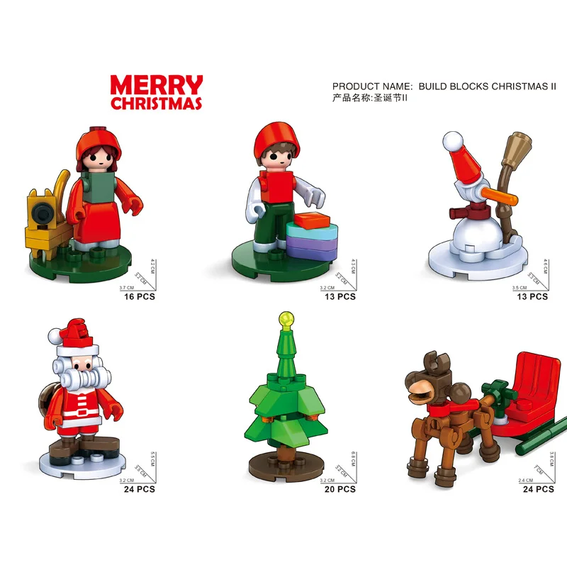 2024 Mini Cute Christmas DIY Bricks Puzzle Toys Decoration Xmas Santa Jigsaw Educational Christmas Building Blocks Kids Toys