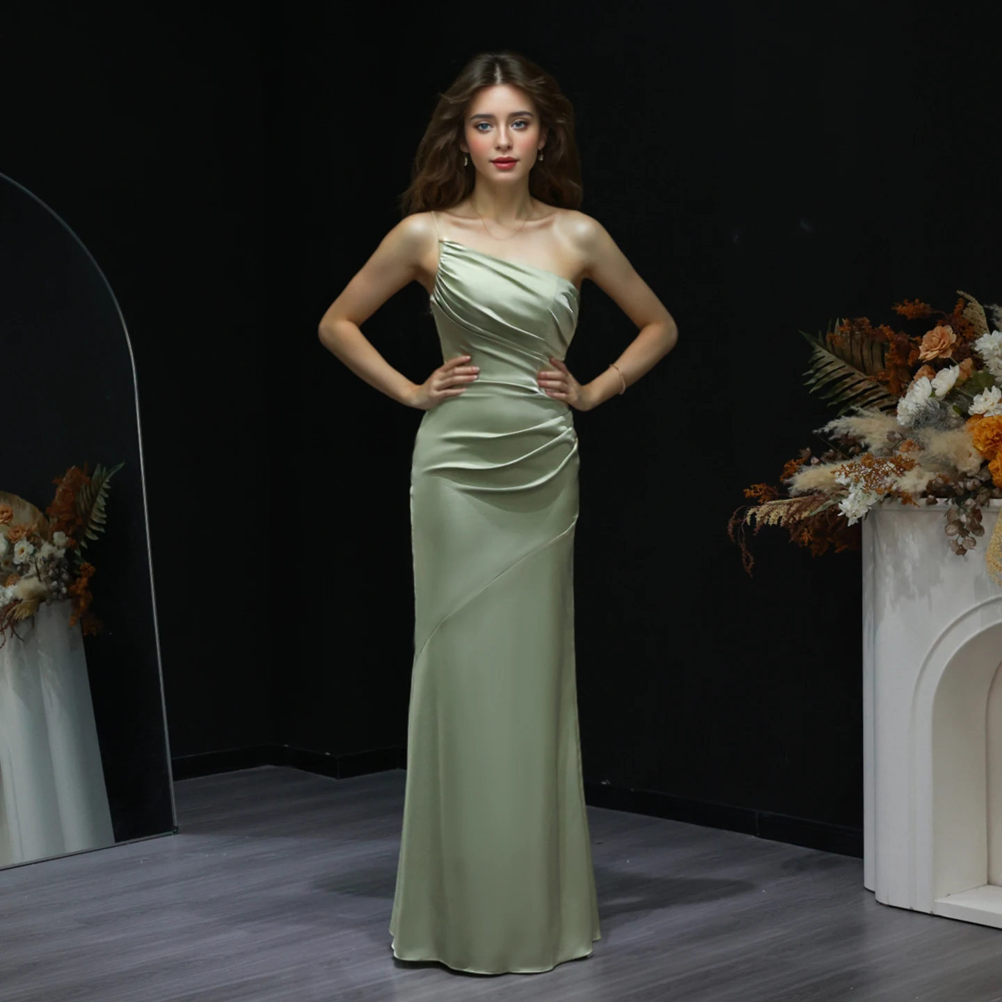 green one shoulder wedding guest dress Spring Fairies Maxi Dress main image 0