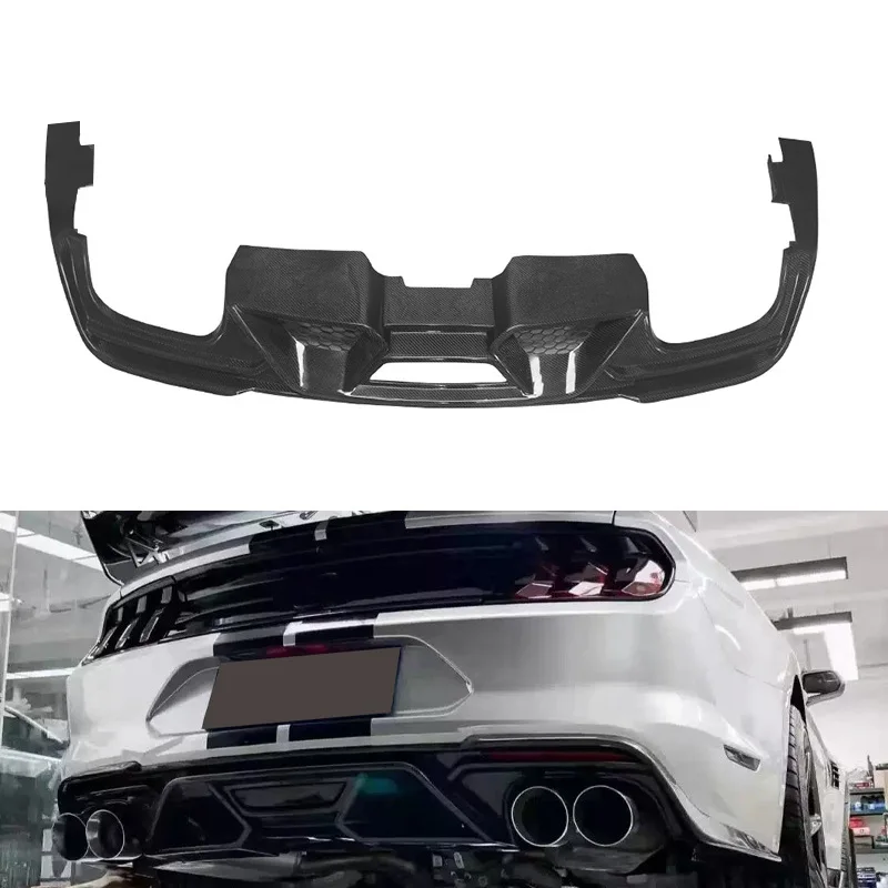 GT500 Style Carbon Fiber Fibre Rear Bumper Splitter Lip Diffuser For Ford Mustang 2018-2022