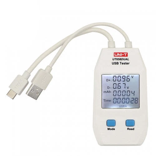 UT658 Dual Output Current Voltage Monitor USB Port Power Meter