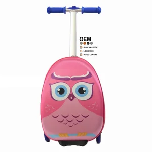 Luggage Kids Hot Sale Costom Design 3D Trolley Children Luggage Scooter Airport Kids Travel Trolley Luggage Bag with Scooter
