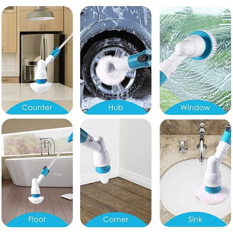 3 in 1 Multi-function Kitchen Cleaning Brush Home Bathroom Cleaning Tool Extension Handle Electric Cleaning Brush Bathroom Brush
