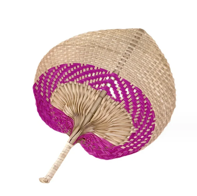 Wholesale Customize Bamboo Craft Weave Palm Leaf   Hand Fan