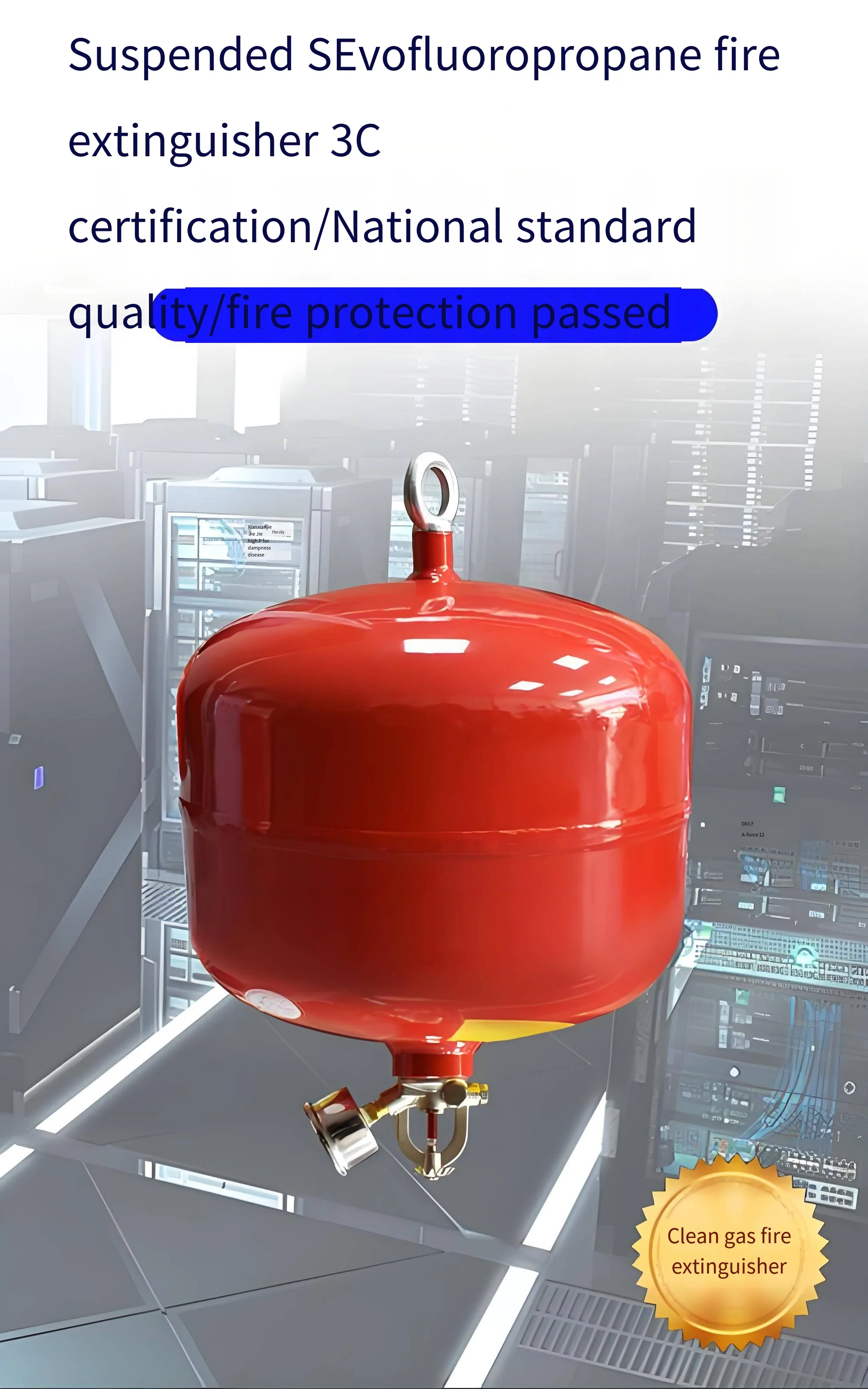 FM200 Hanging Gas Fire Extinguisher Device Steel Material Foam Agent in Volumes of 10L/20L/30L Fire Fighting Equipment Supplier