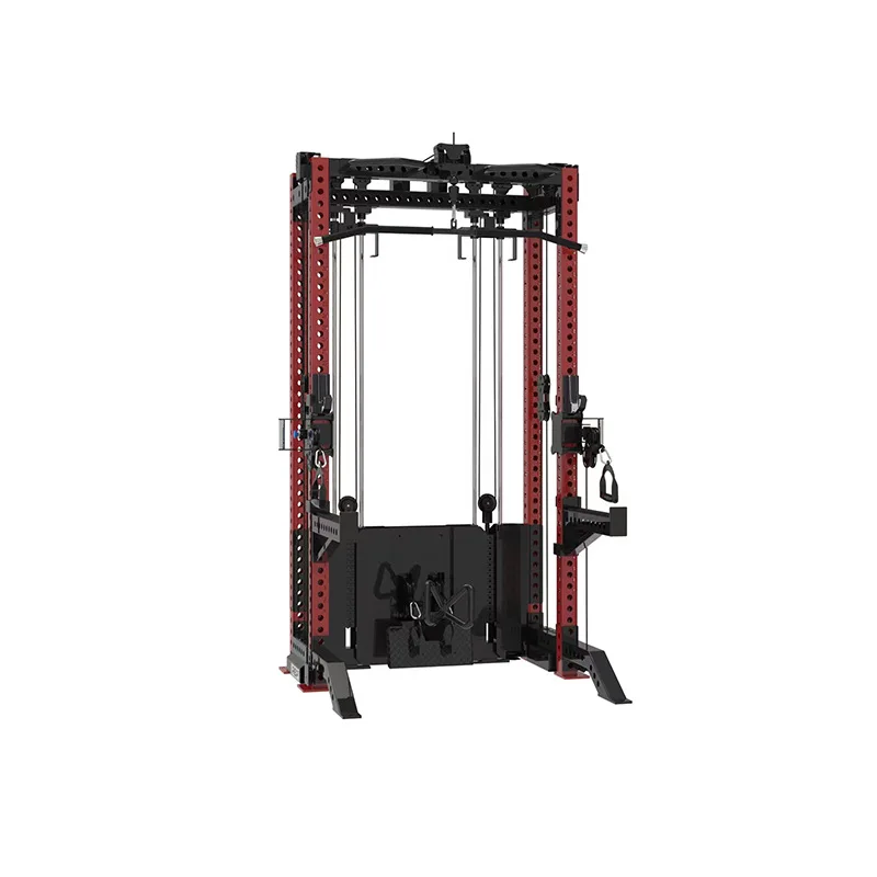 Cable Crossover Power Squat Rack with Lat Pull Down and Low Row Combo Multi Functional  Power Rack Machine