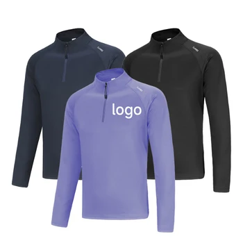 High quality customizable logo fast dry crew neck running tracksuit with zipper pullover training clothes