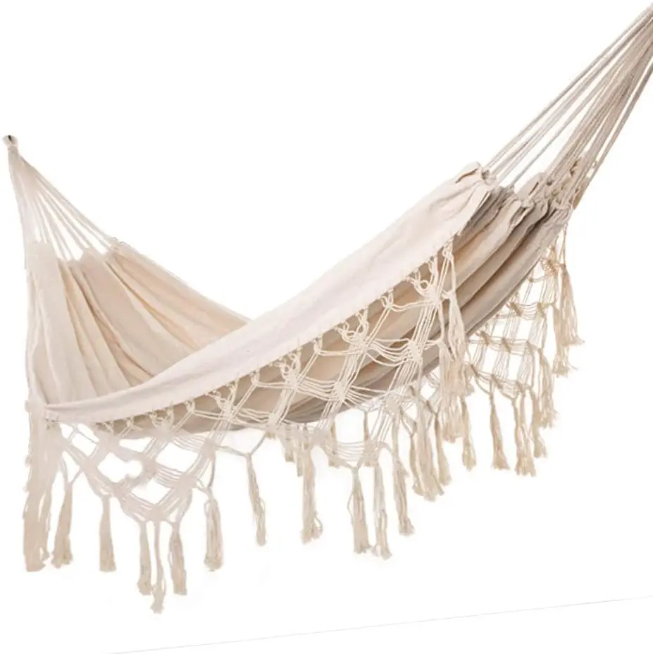 Macrame Fringe Hammock Boho Balcony Hammock Handmade Tassels Hammock 2