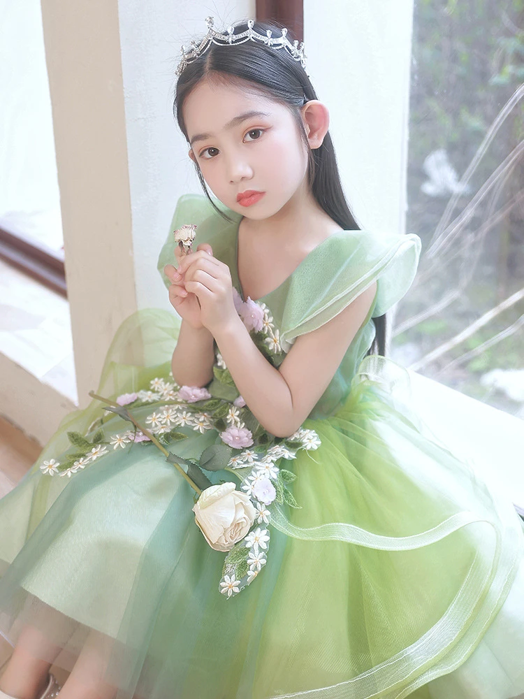 Wholesale Embroidered Sage Green Pageant Dresses for Kids Party Dress for Flower Girls' Dresses Wholesale Embroidered Sage Green Pageant Dresses for Kids Party Dress for Flower Girls' Dresses