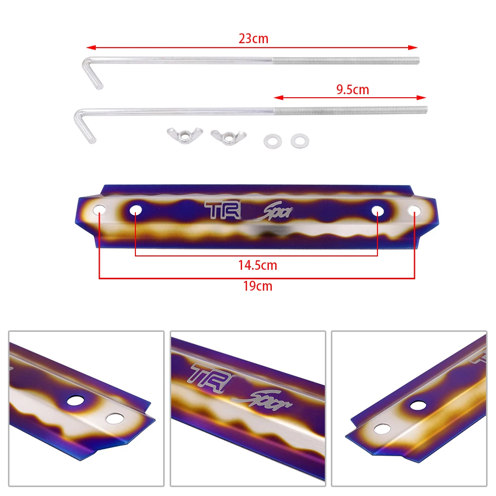 Jdm Style Burnt Blue Adjustable Billet Battery Tie Down Aluminium Bar
