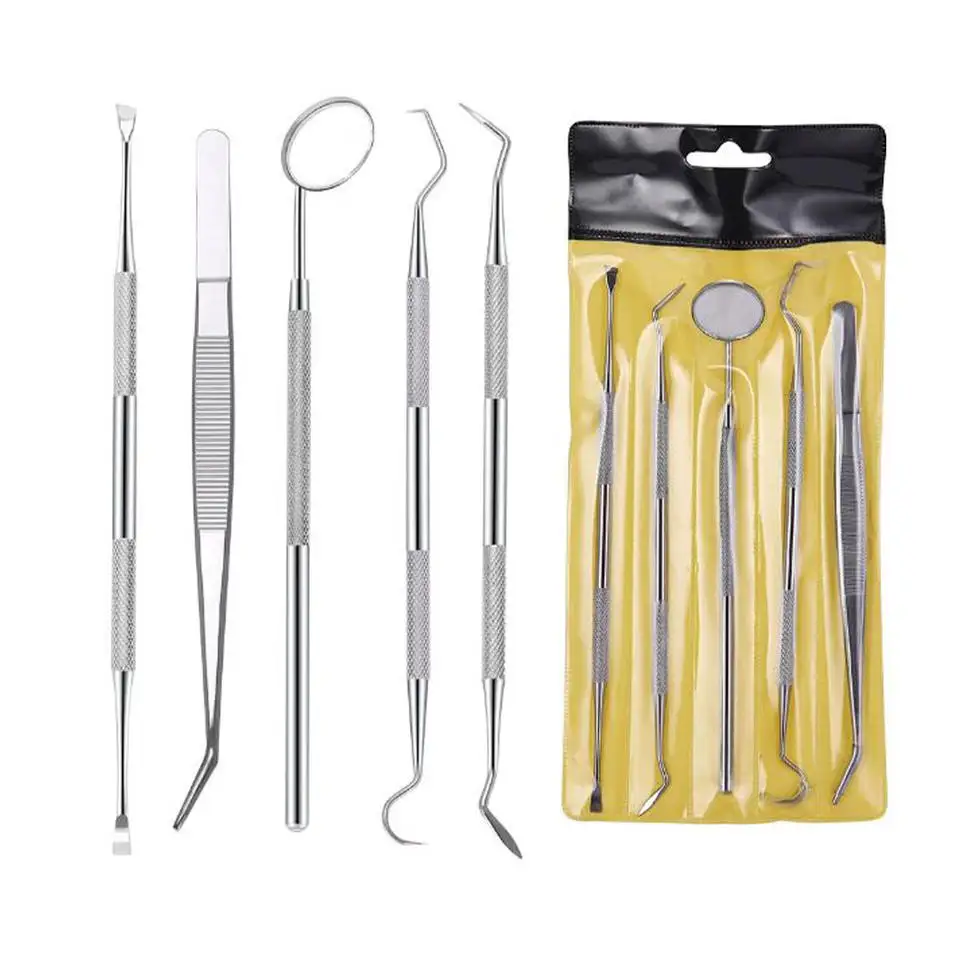 5 Pcs Set Dental Teeth Scaler Kit Loupes Mirror Sickle Scaler Teeth