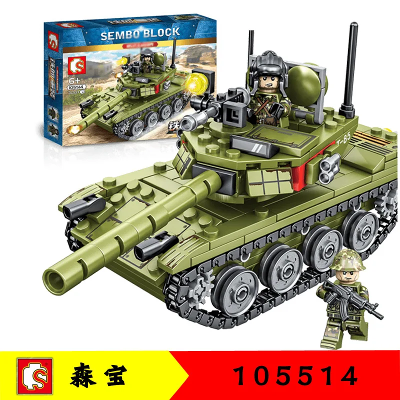 SEMBO Military WW2 Jagged Reloaded Tank 85 Army Vehicle Model Building Blocks Kids Educational Toys Gift