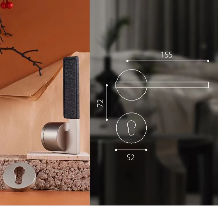 Latest Zinc Alloy Luxury Door Handle With Lock Leather Minimalist Door