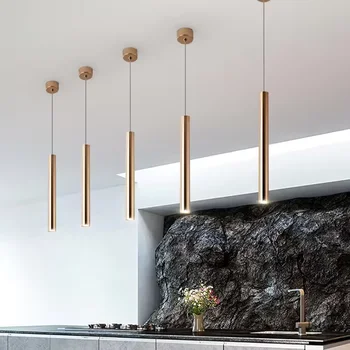 Gold coloured cylindrical bar led modern style dining room chandelier project chandelier kitchen dining room chandelier
