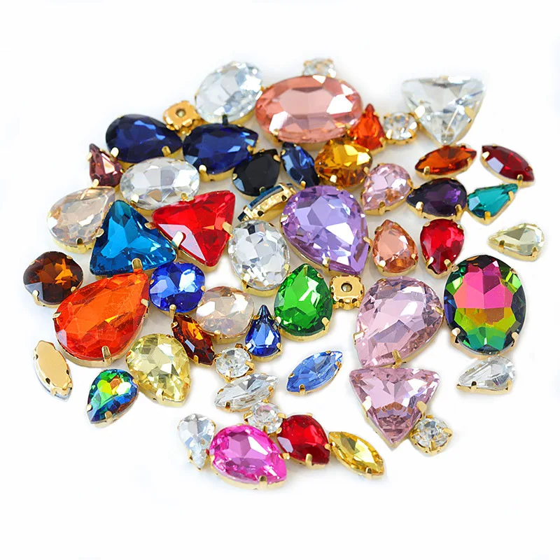 sew on rhinestone gems mixed shape