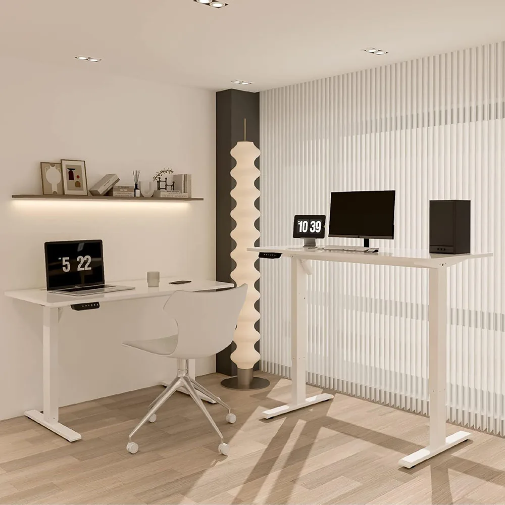 Electric Standing Desk for Home Office Whole Piece Sit to Stand Height Adjustable Computer Desk with Wheels details