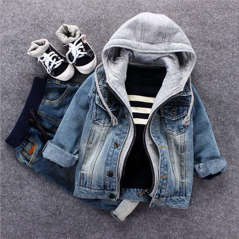 Jean jacket with hoodie boys best sale