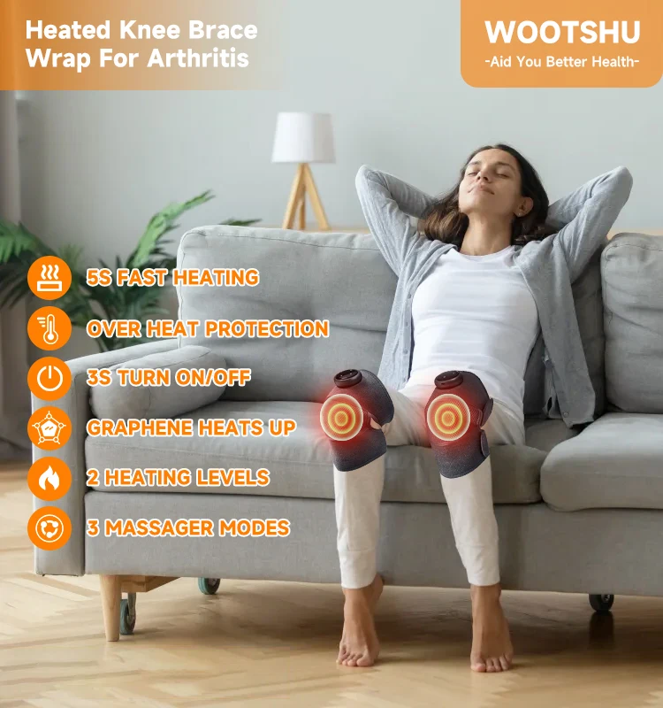 Smart Heated Knee Brace Wrap Air Compression Knee Pads Therapy Shoulder