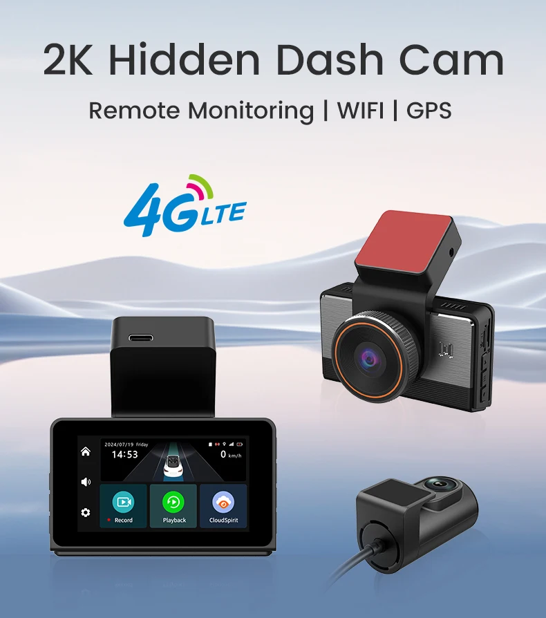 2K 4G Mini Dashcam Remote Video Monitoring 4G Sim Car DVR Camera Dash ...