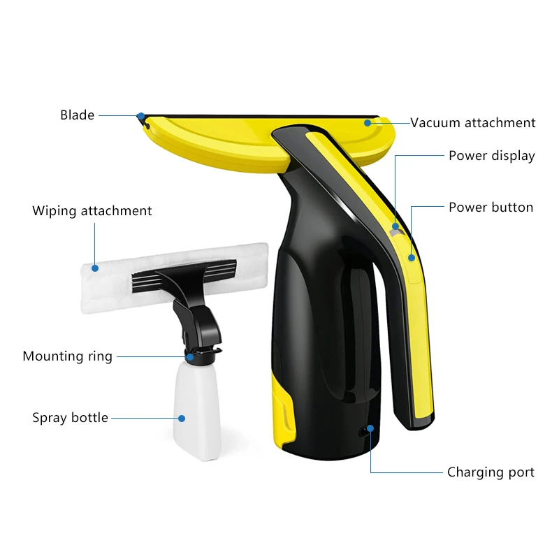 Simple Wireless Rechargeable Glass Cleaning Tool Set Handheld Wiper Automatic Multifunctional Window Cleaner