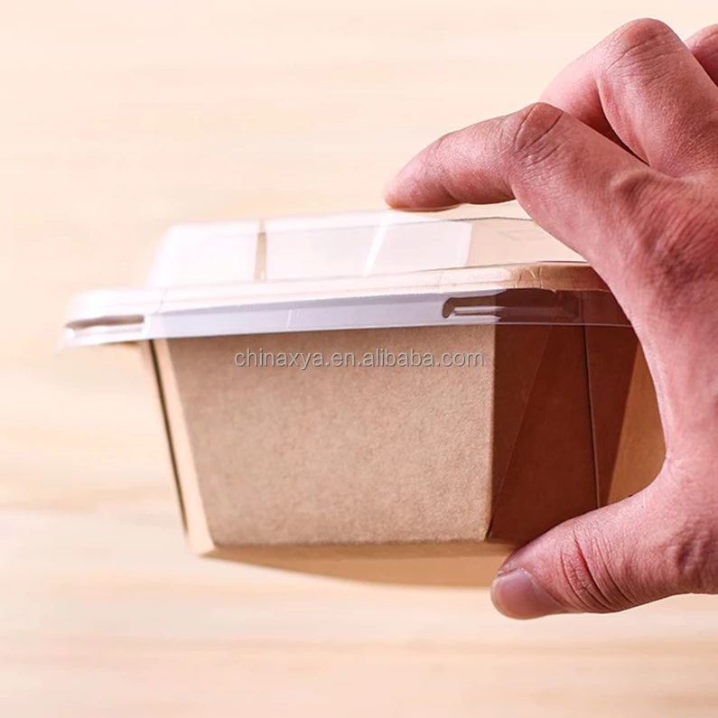 New Design Kraft Paper Take-Out Food Box Disposable Biodegradable Square Bottom Octagonal Bowl Lid Stamped Printing Handling details