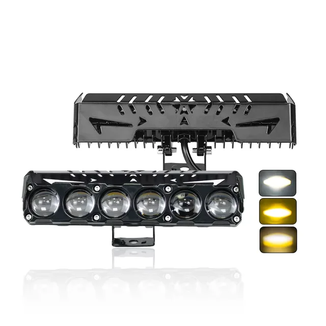 Factory Wholesale Motorcycle Light Yellow White Dual Color 6 Lenses High Power LED Projection Lens Spotlight for Motorcycle ATV