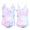 Bikini intero con scollo all'americana per bambini in colori iridescenti