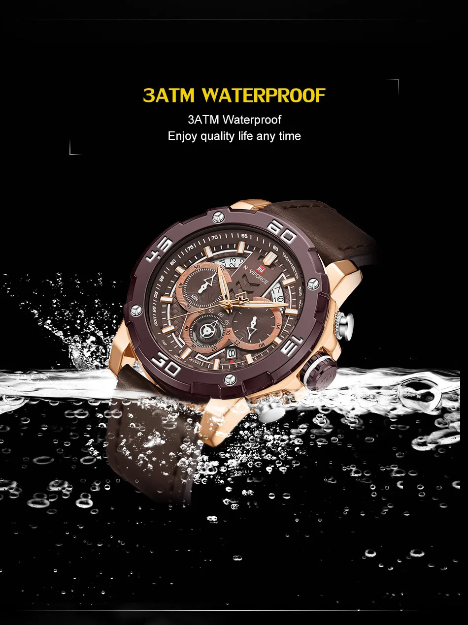 NAVIFORCE 9175 Men Quartz Chronograph Waterproof 3BAR Stainless Steel