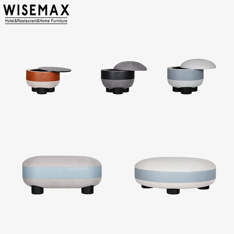 WISEMAX FURNITURE Simple Round Storage Ottoman with Legs Different Size Fabric Stool for Apartment Living Room