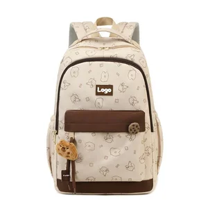 Lightweight Childish Backpack for Middle High School College Students Zipper Closure High Aesthetics Polyester for Campus Use
