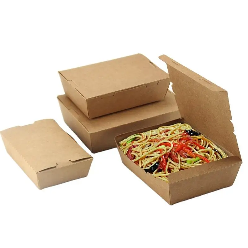 XYA Disposable water proof and oil proof to go boxes made from thickened kraft paper lunch compartments food box