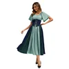 0819 Emerald Green Dress with Waist Belt and Ribbon