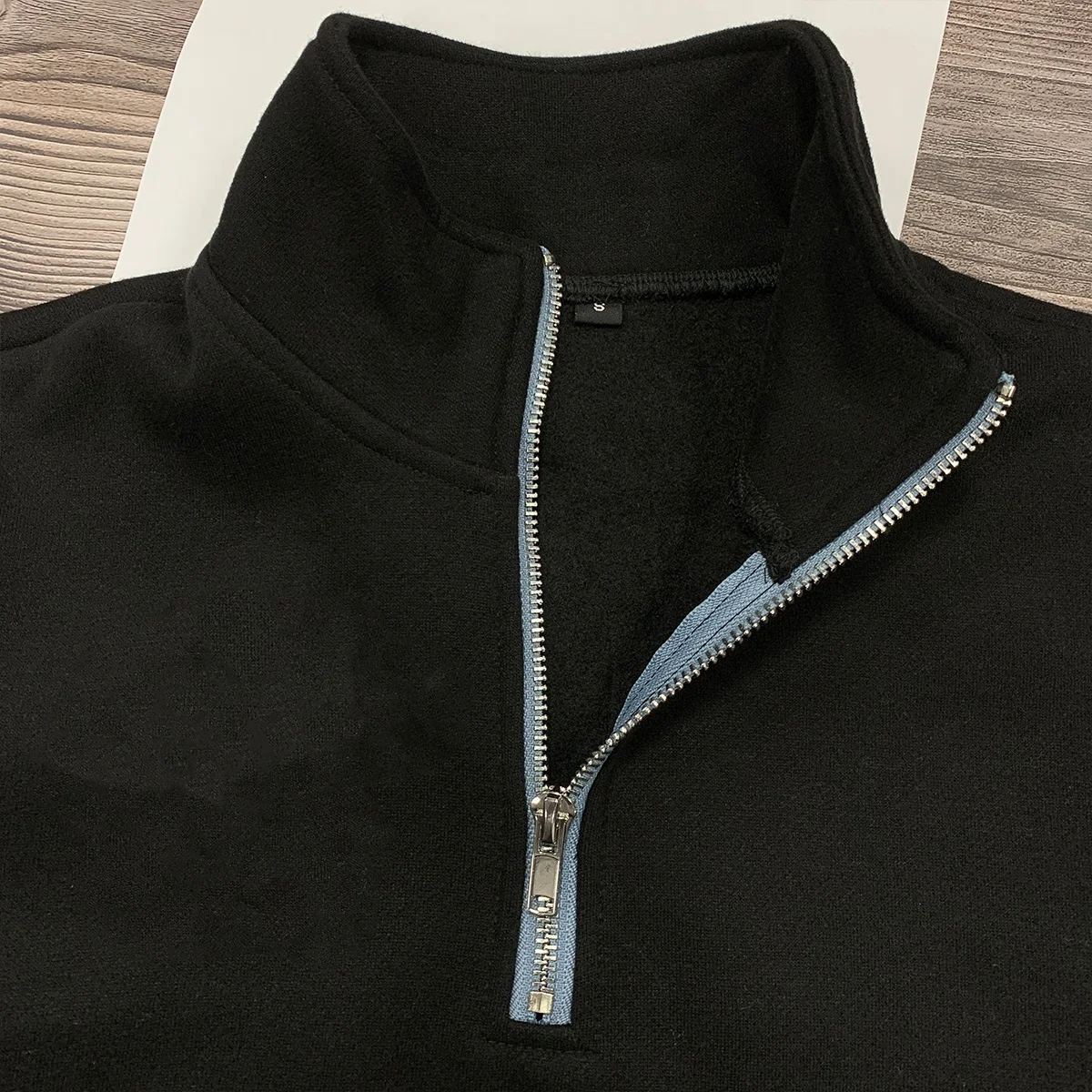 JL74D Breathable Top Heavyweight Long Sleeve Stand Collar Solid Quarter Zipper Pullover Oversized Quarter Zip Sweatshirt