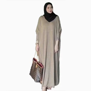 20234 Hot Sale Custom Knitwear Solid Color Abaya Dress Traditional Muslim Clothing