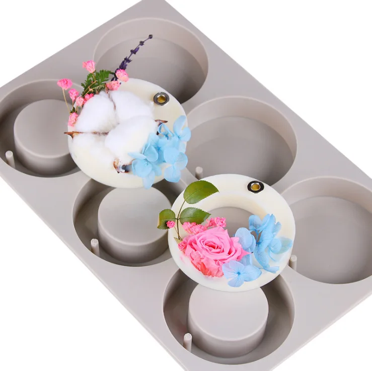 Silicone Flower Aromatherapy Mold Six Rounds DIY Wax Sheets for Candle Making Luxury Home Decoration and Cake Tools-Wholesale