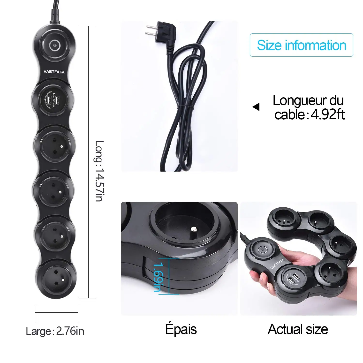 New Design Travel Smart Appliance Surge Protector Power Strip for