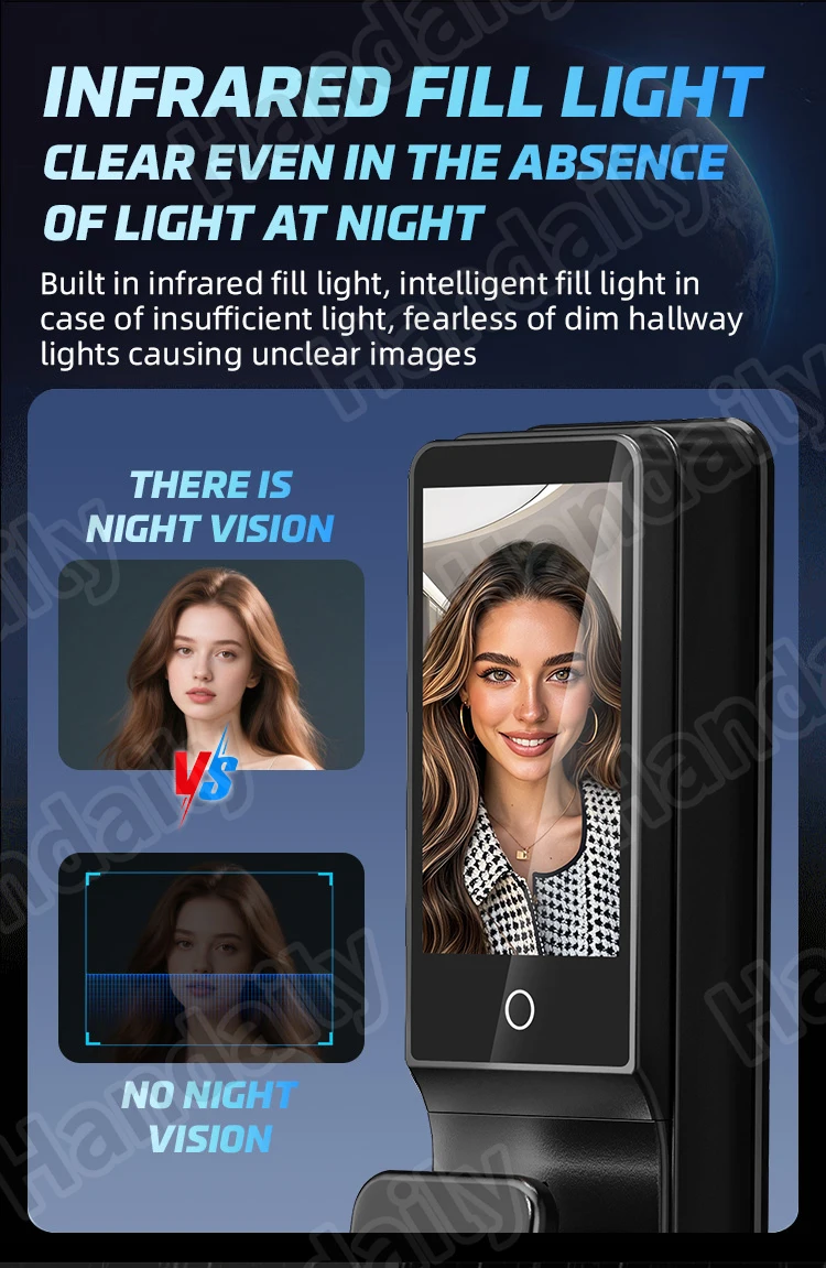 handaily palm face recognition smart lock tuya wifi video monitoring intercom smart door lock with 6590 mortise s9-11