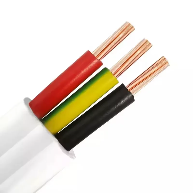 White Twin And Earth Cables Electrical Copper Wires 2.5mm 4mm 6mm Flat Bvvb Cables