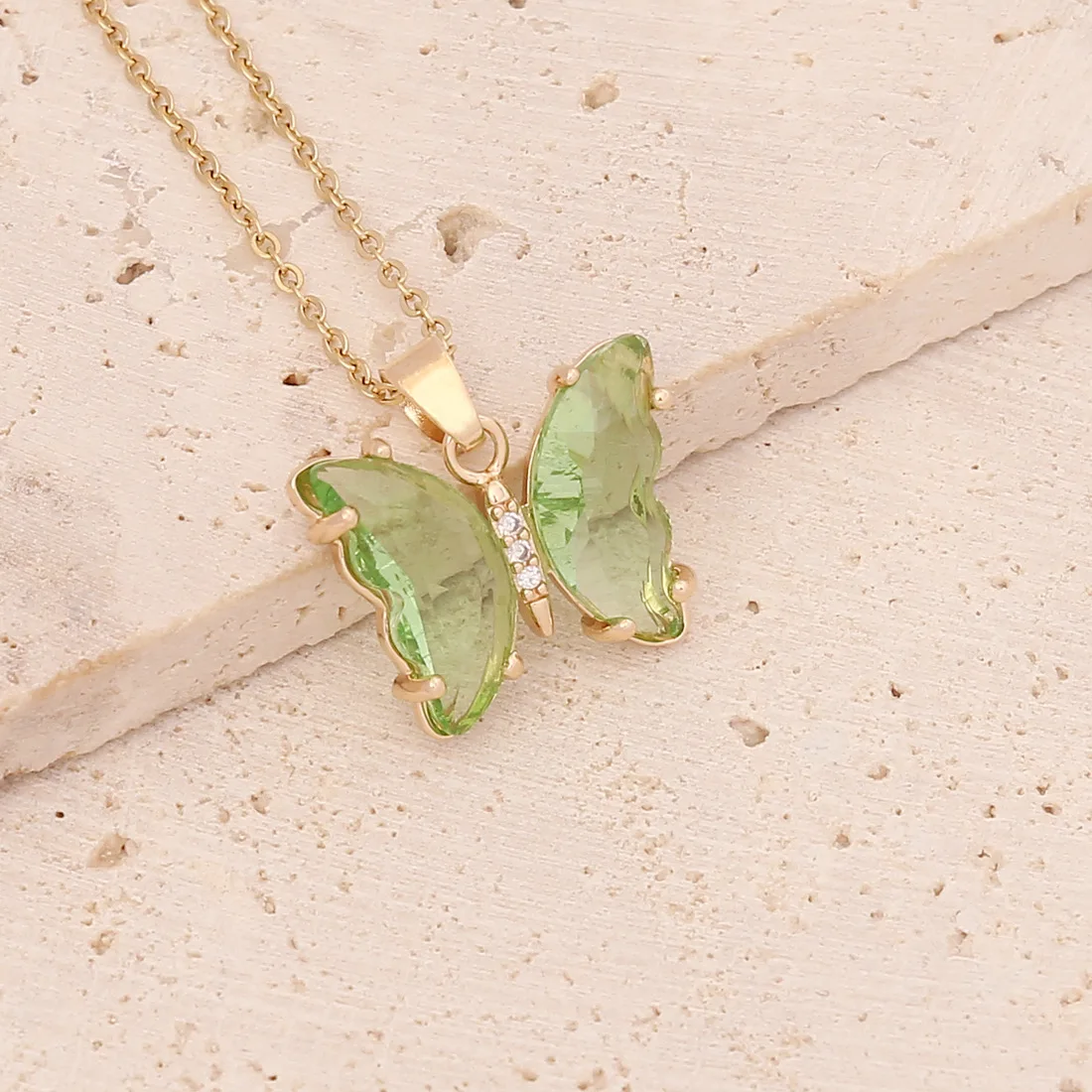 SILBAZ 18k Gold Plated Emerald Necklace For Women - Oval Crystal Pendant On Adjustable Chain